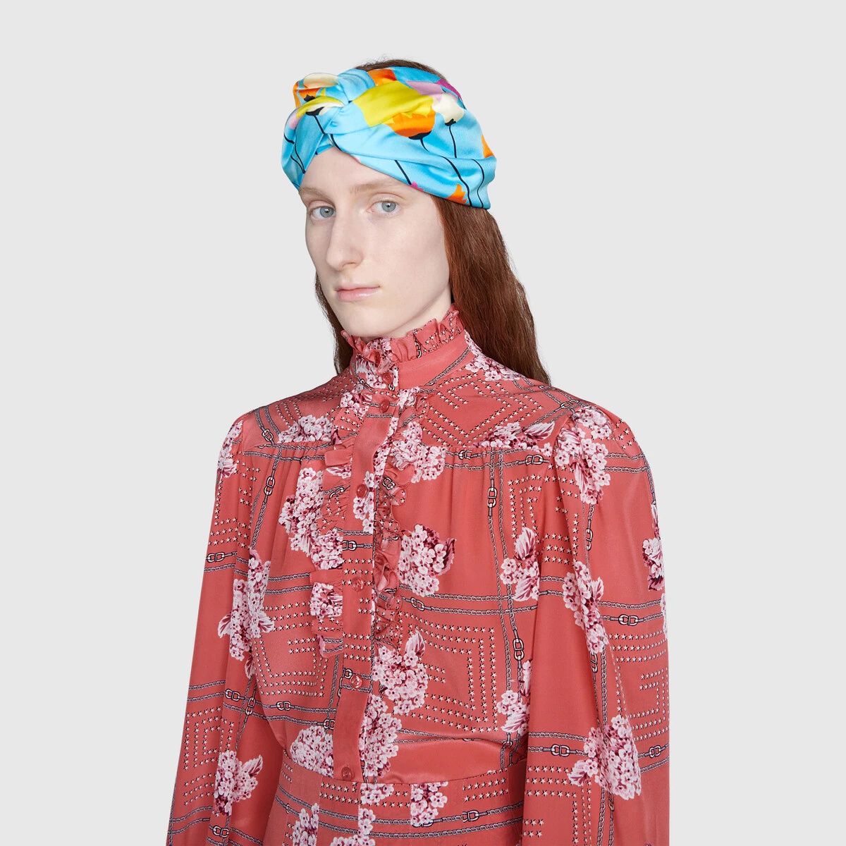 Tulip print silk headband - 4