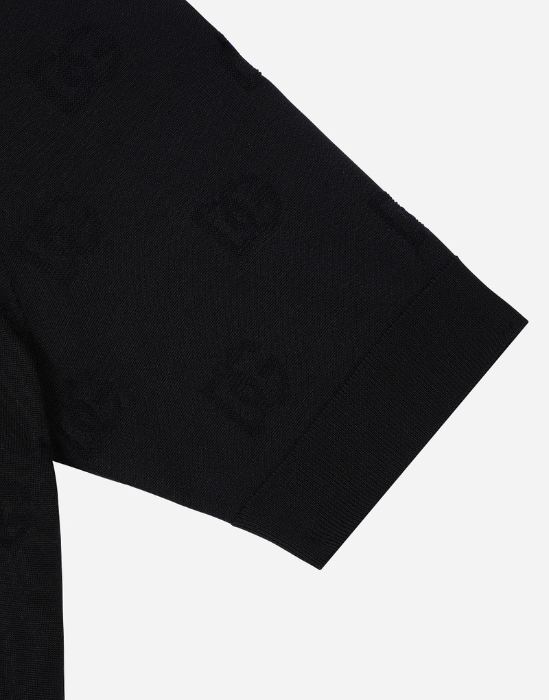 Silk polo-shirt with all-over DG logo embroidery 4