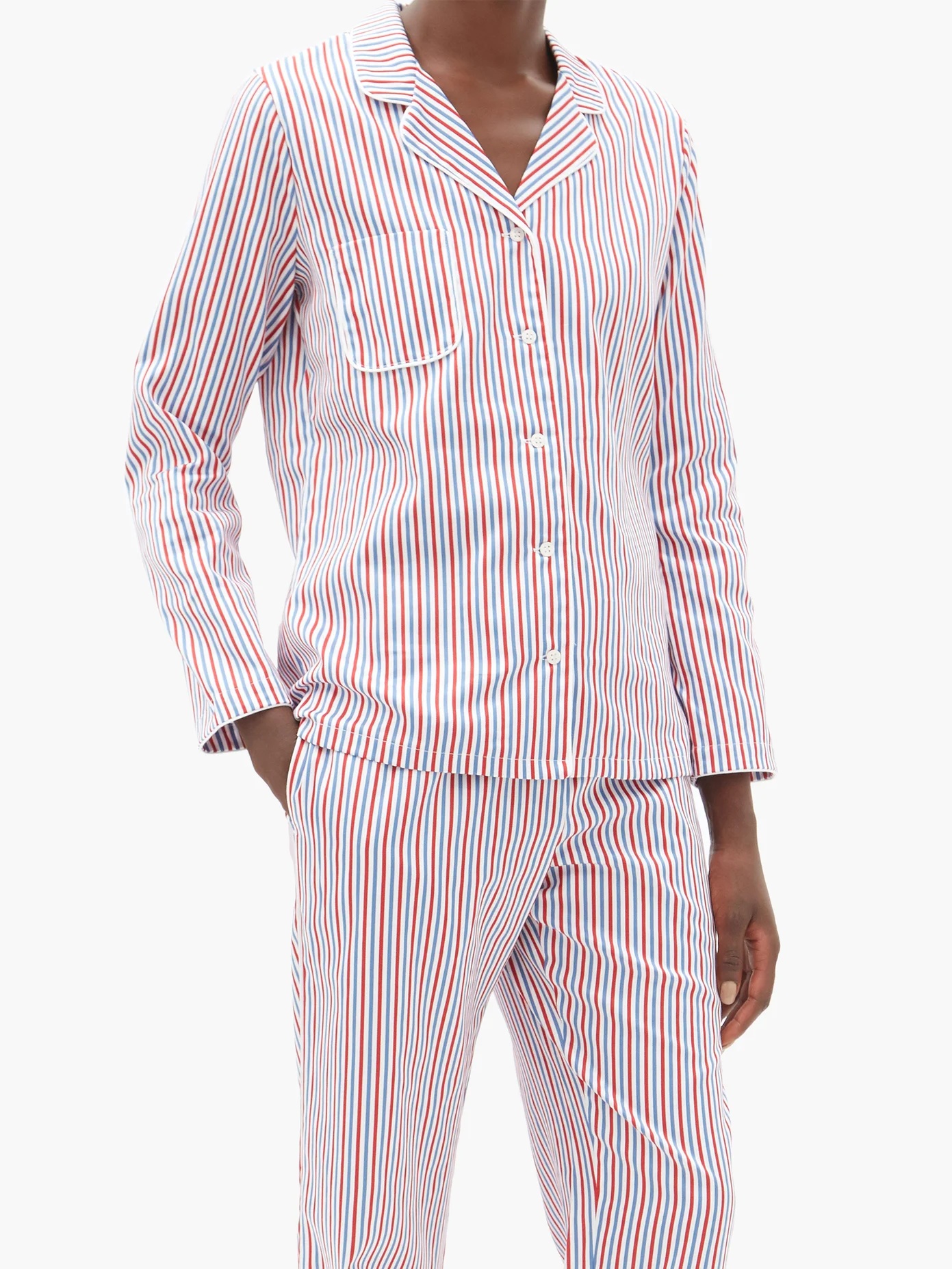 Striped cotton-poplin pyjamas - 6