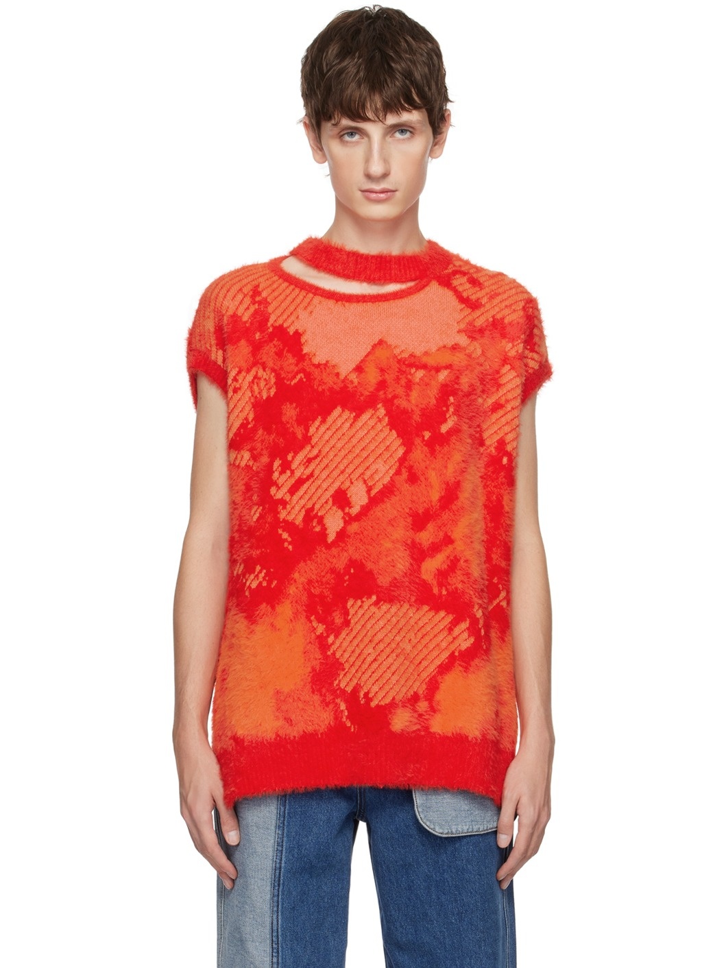 Orange Landscape Painting Sweater - 1