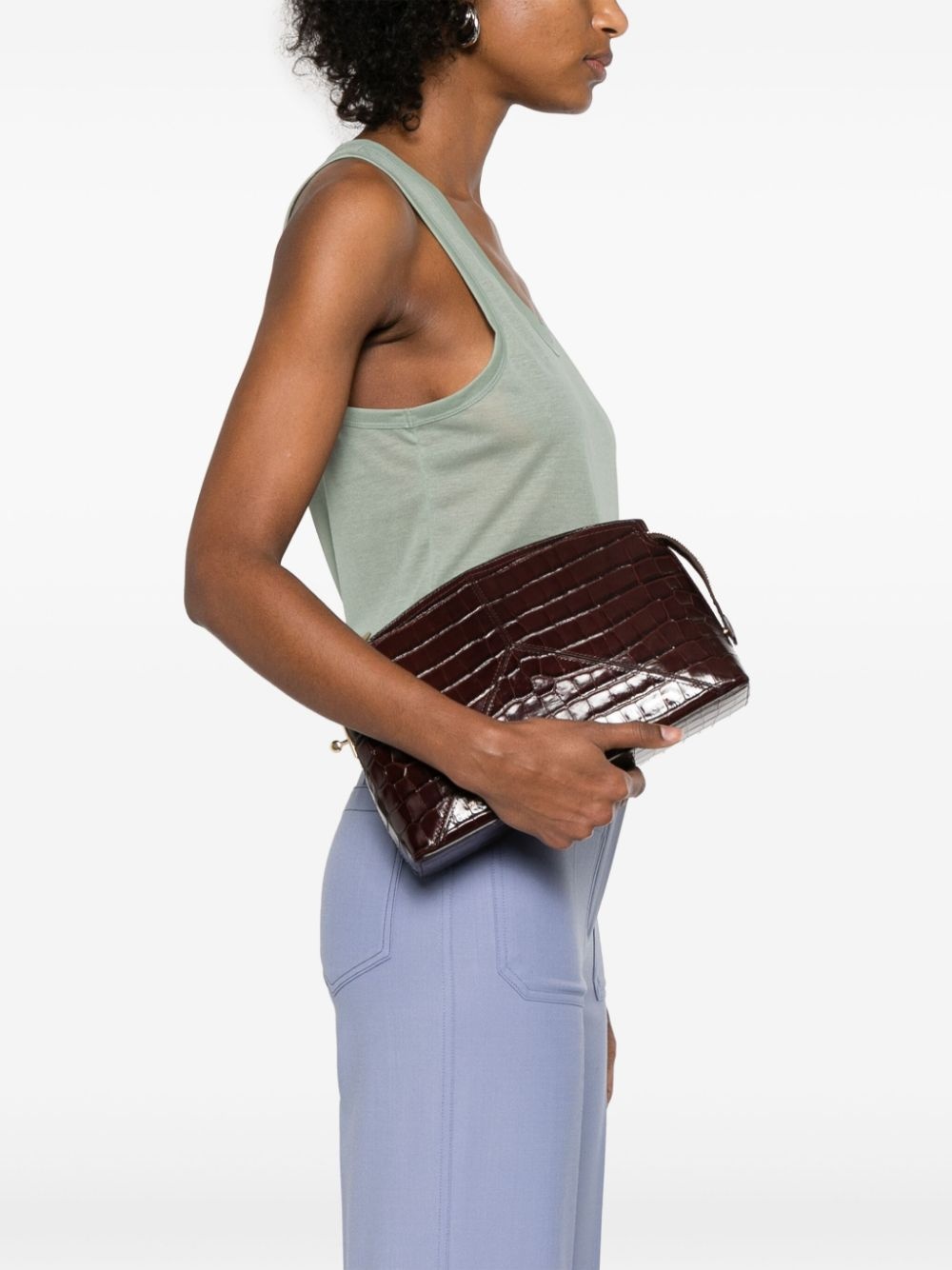 croc-embossed clutch bag - 2