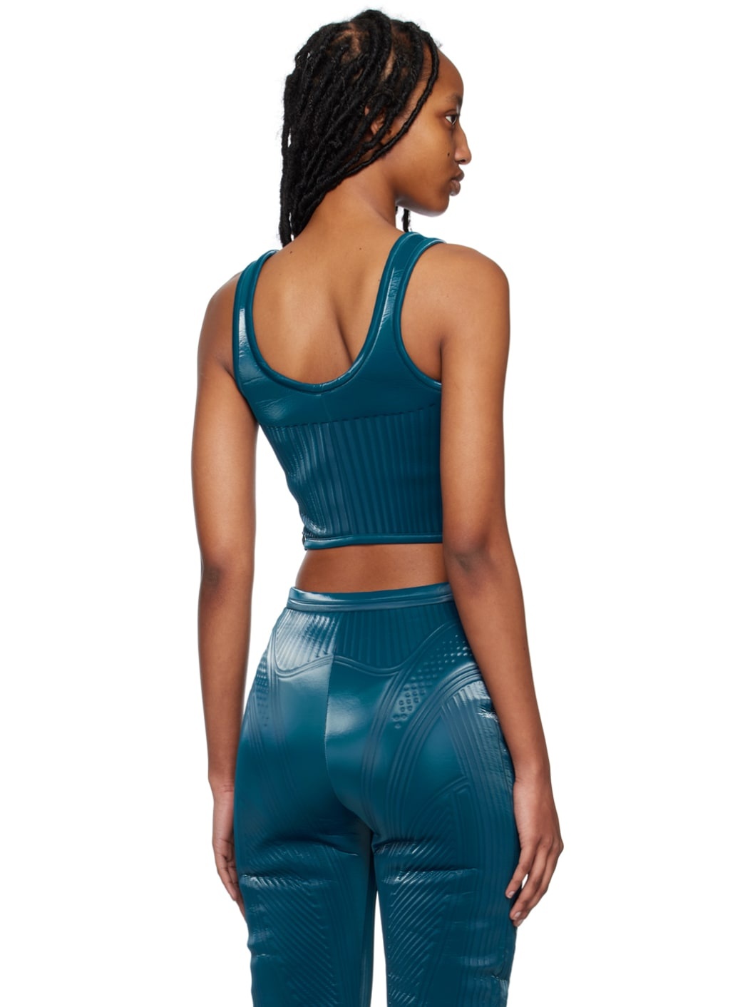 Blue Embossed Tank Top - 3
