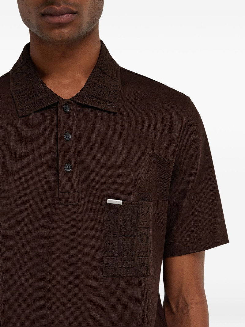 V-neck polo with jacquard pocket detail 5