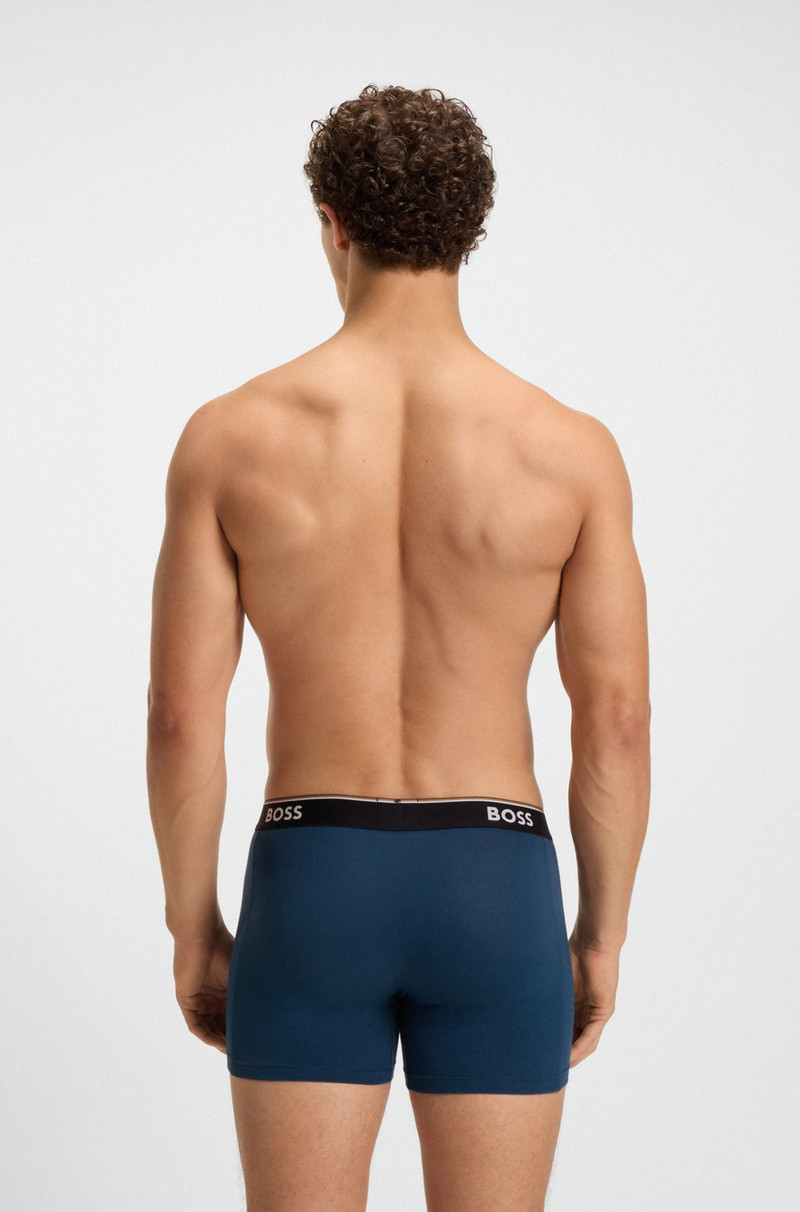 BOSS THREE-PACK OF STRETCH-COTTON BOXER BRIEFS WITH LOGOS outlook