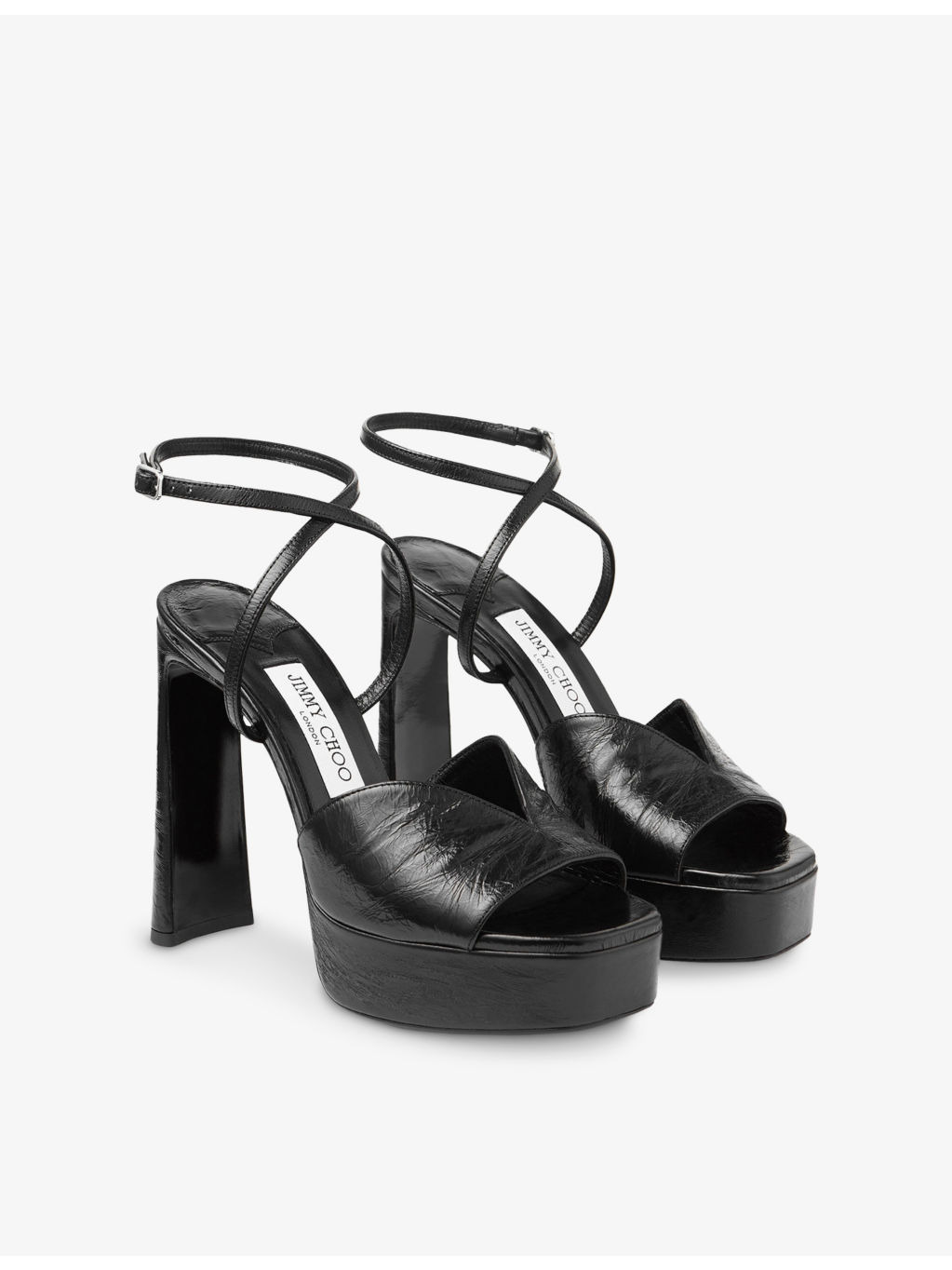 Karli 125 Crinkled-Leather Platform Heeled Sandals - 3