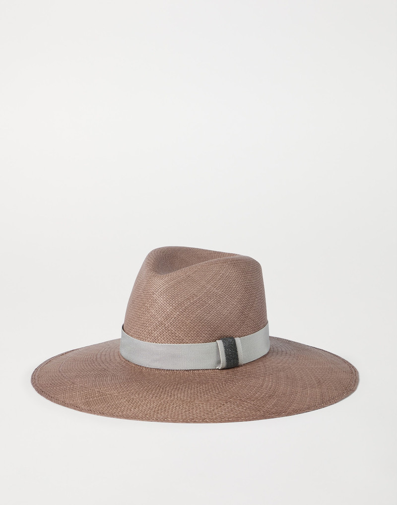 Straw fedora with precious leather band 1