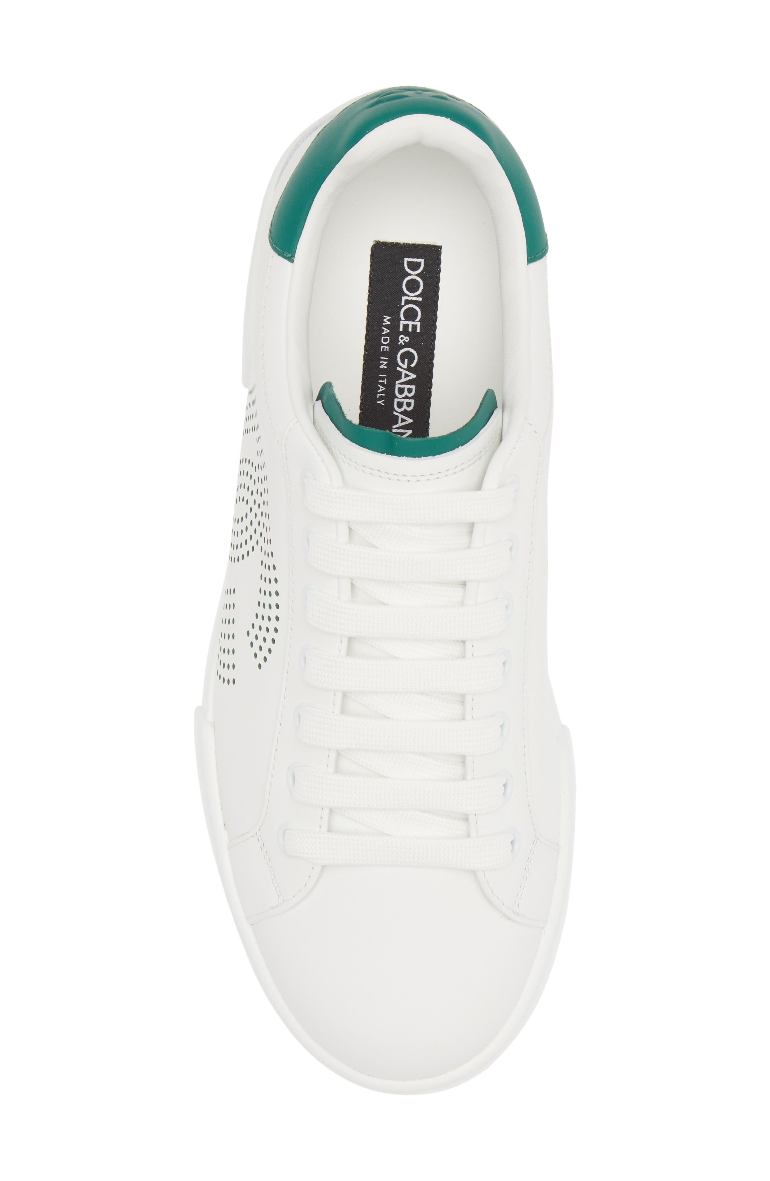 Dolce&Gabbana Portofino Leather Low Top Sneaker in Bianco/Smeraldo at Nordstrom - 5