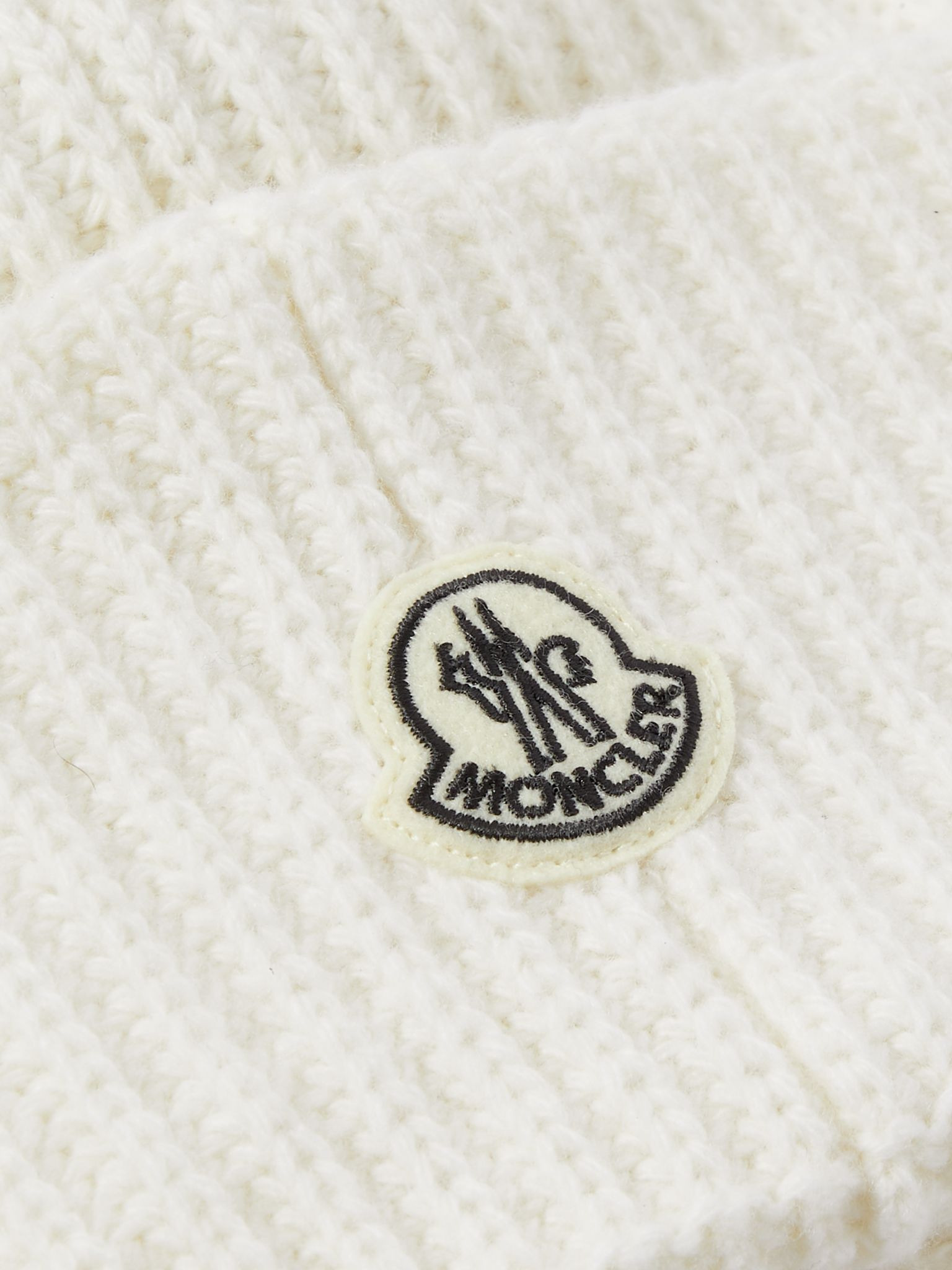 7 Moncler FRGMT Hiroshi Fujiwara Logo-Appliquéd Ribbed Wool Beanie White - 4