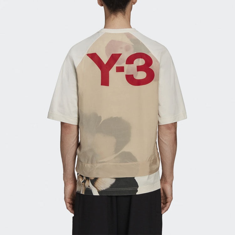 Men's Y-3 SS21 Rear Logo Printing Round Neck Short Sleeve Creamy White T-Shirt GV6082 - 4
