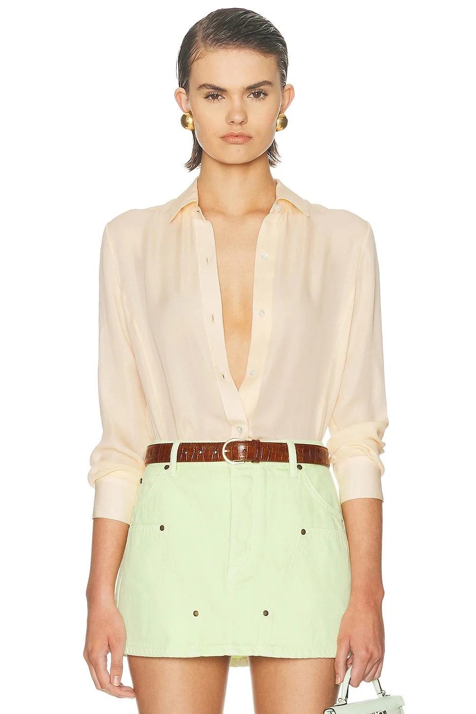 Silk Georgette Button Up Shirt - 1