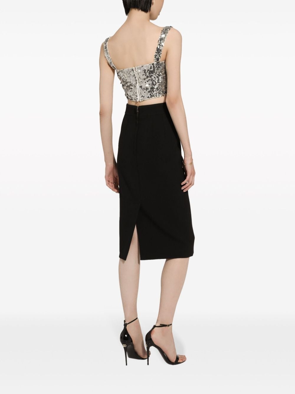 sequin-embellished cropped top - 4