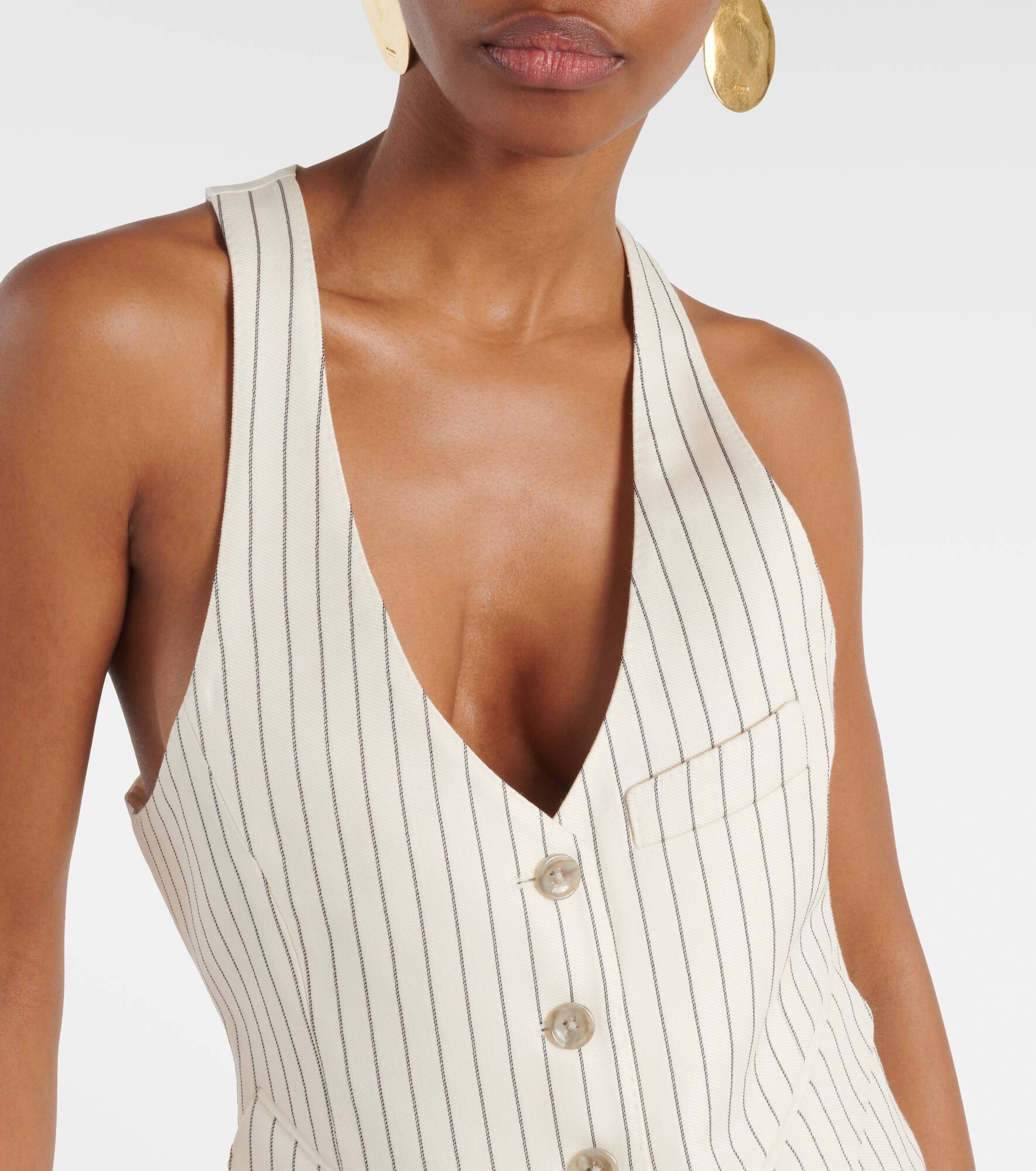 Pinstripe wool and silk-blend vest - 4