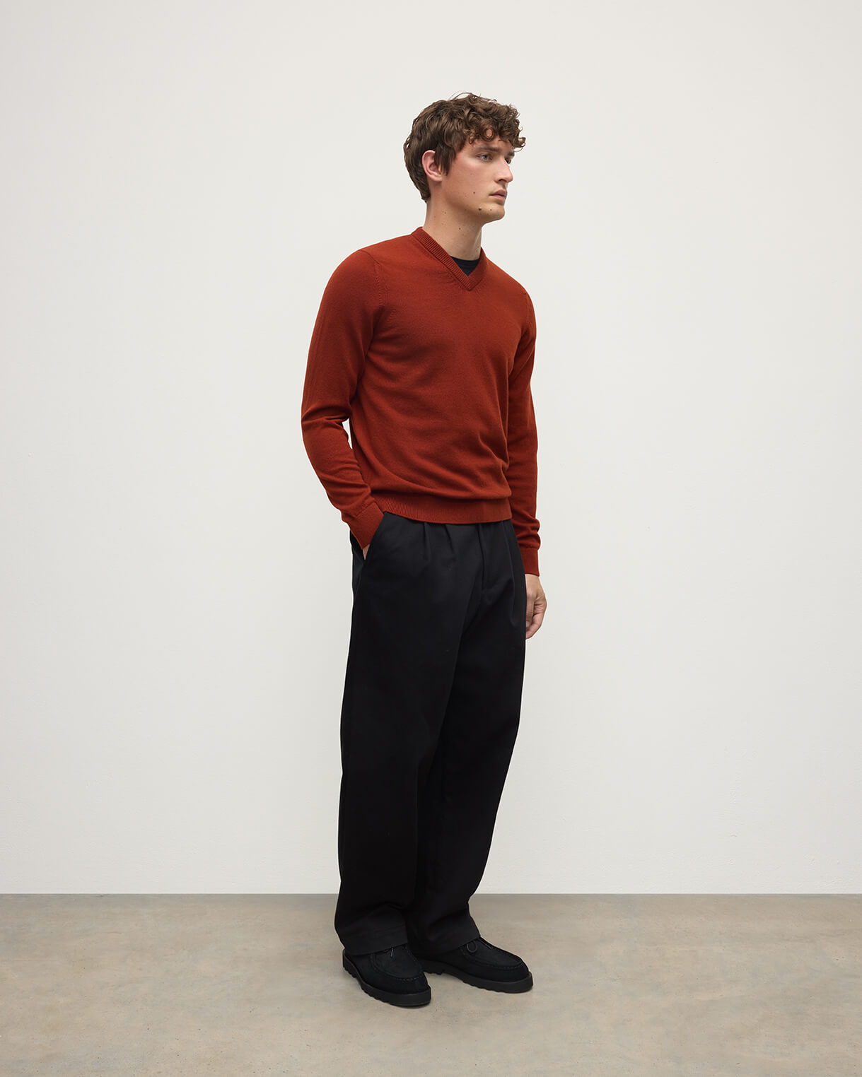 Classic Cashmere Red V Neck Jumper - 3