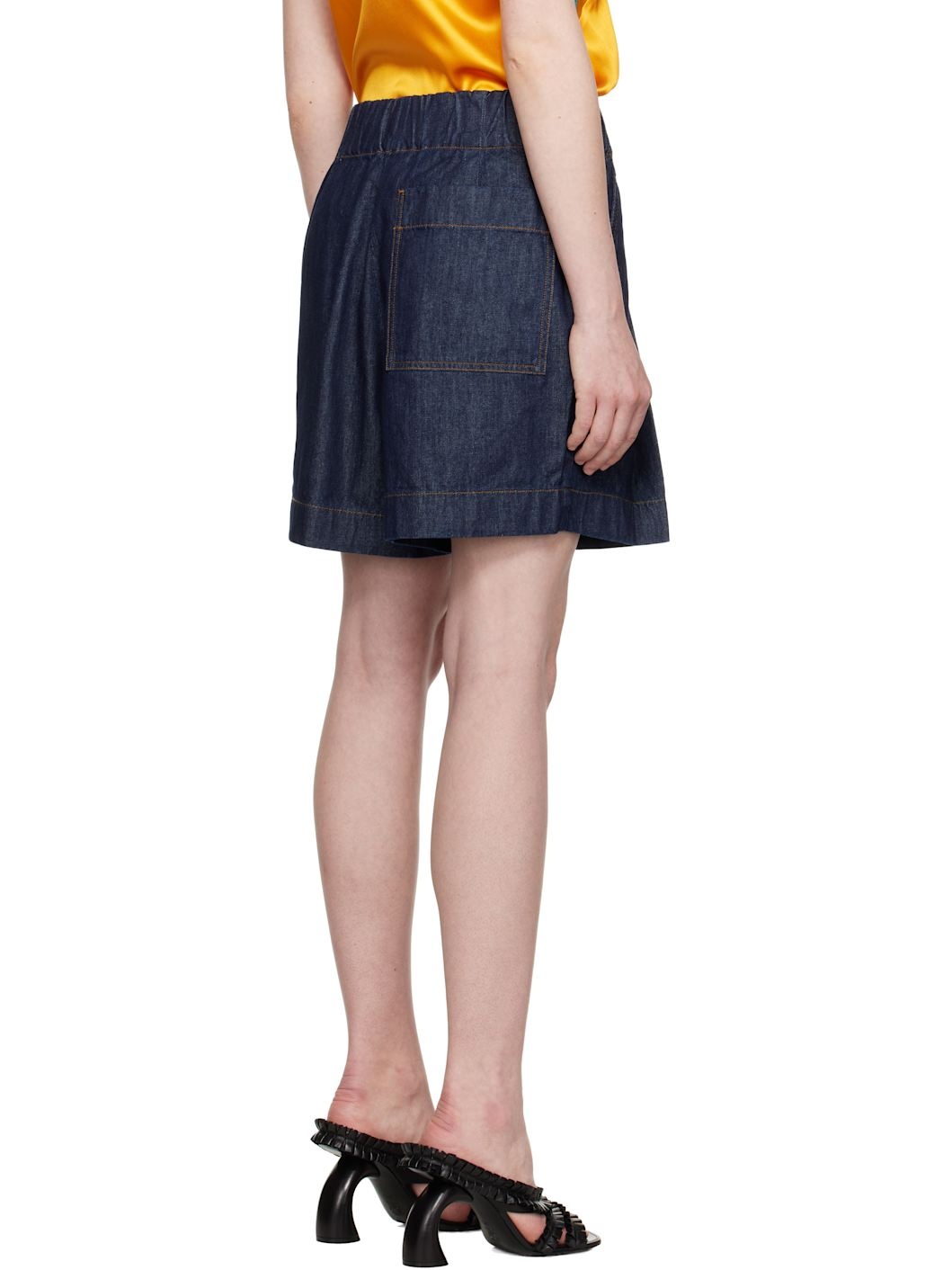 Indigo Wide Denim Shorts - 3