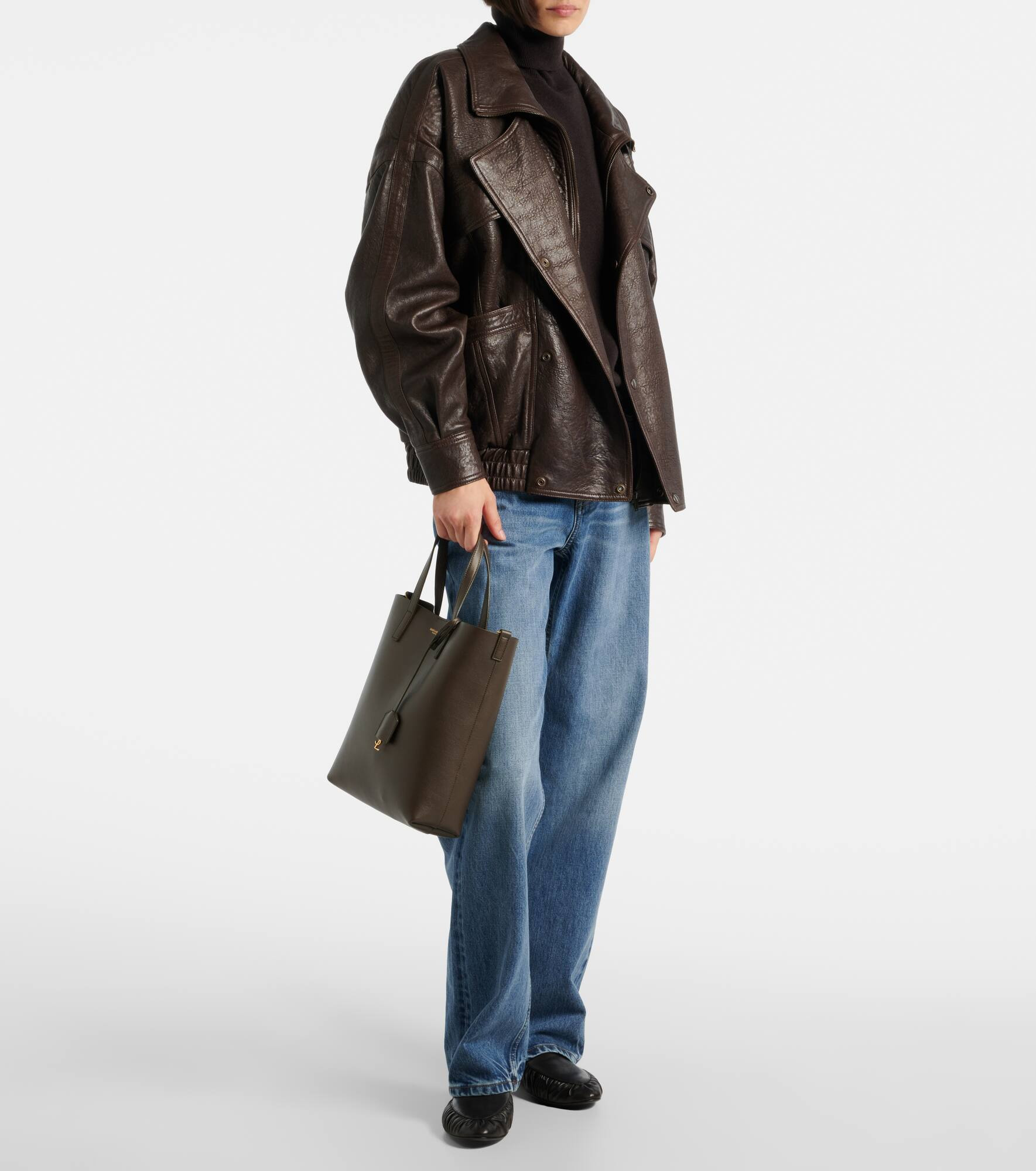 Toy Shopping N/S leather tote bag - 5