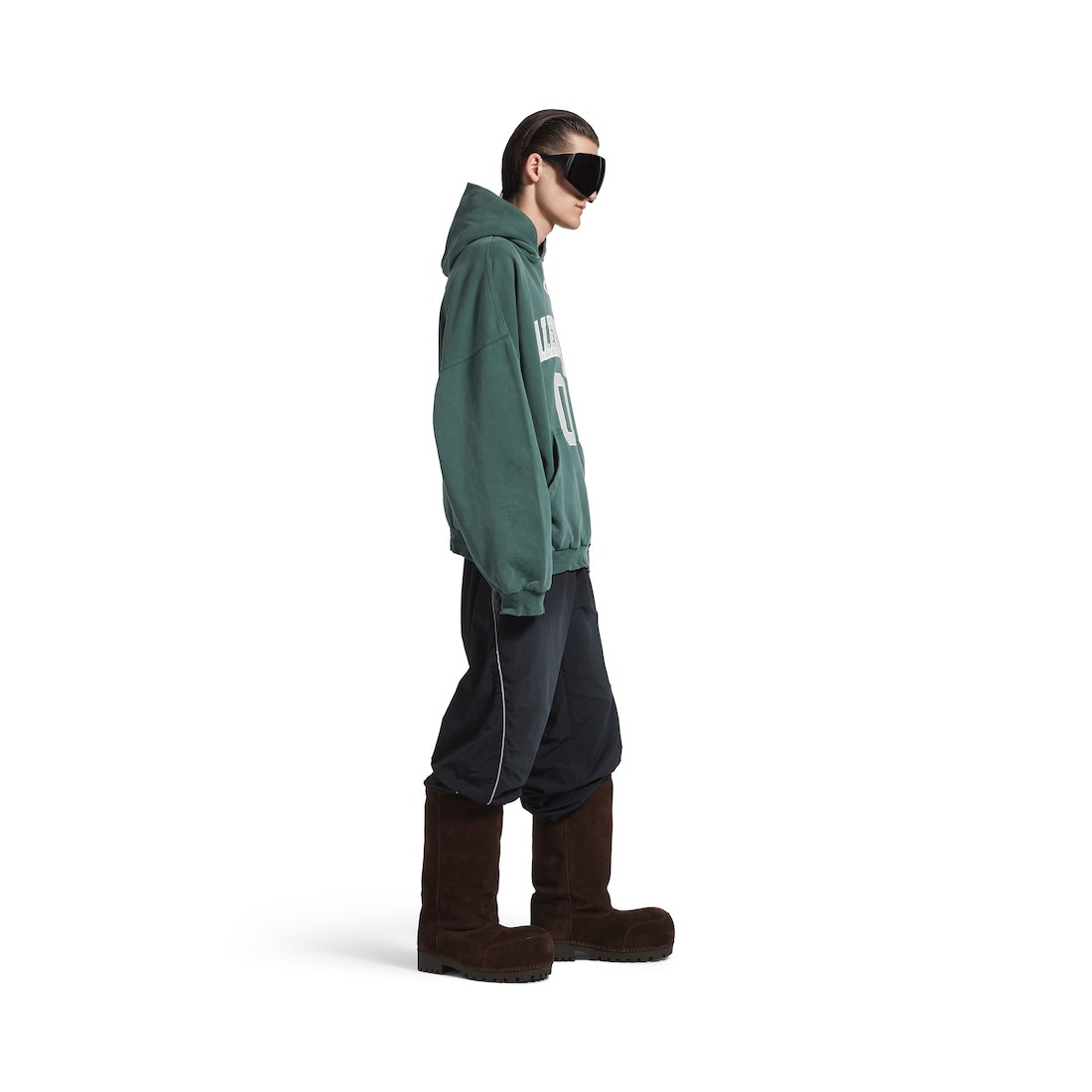 Men's Basketball Hoodie Large Fit in Dark Green/light Green - 3