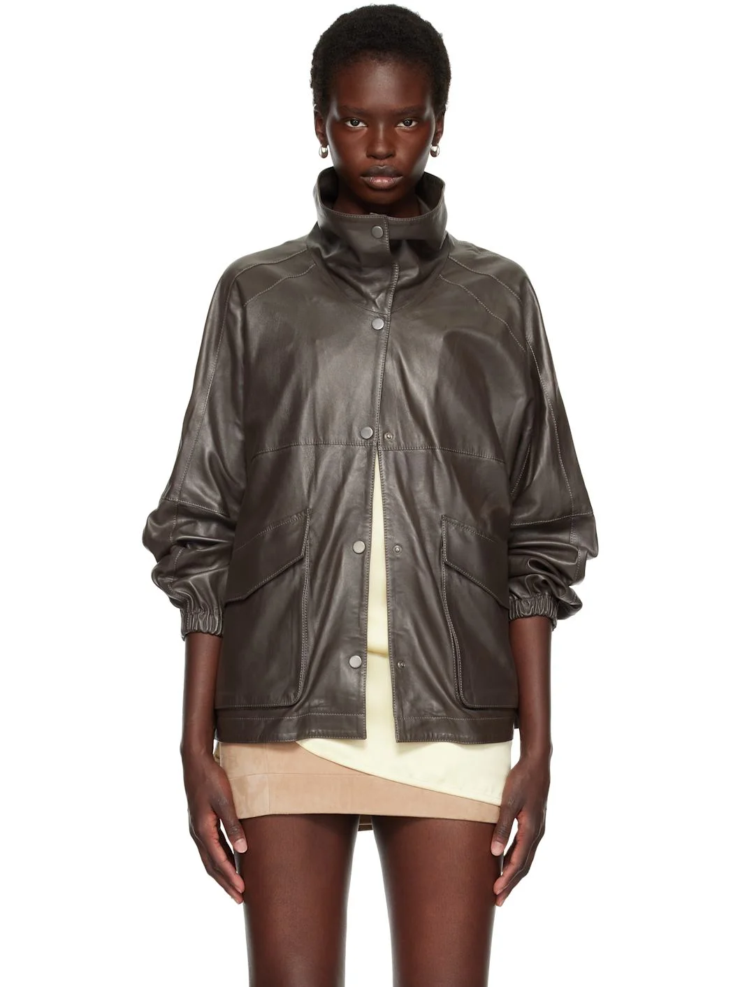 Taupe Anorak Leather Jacket - 1