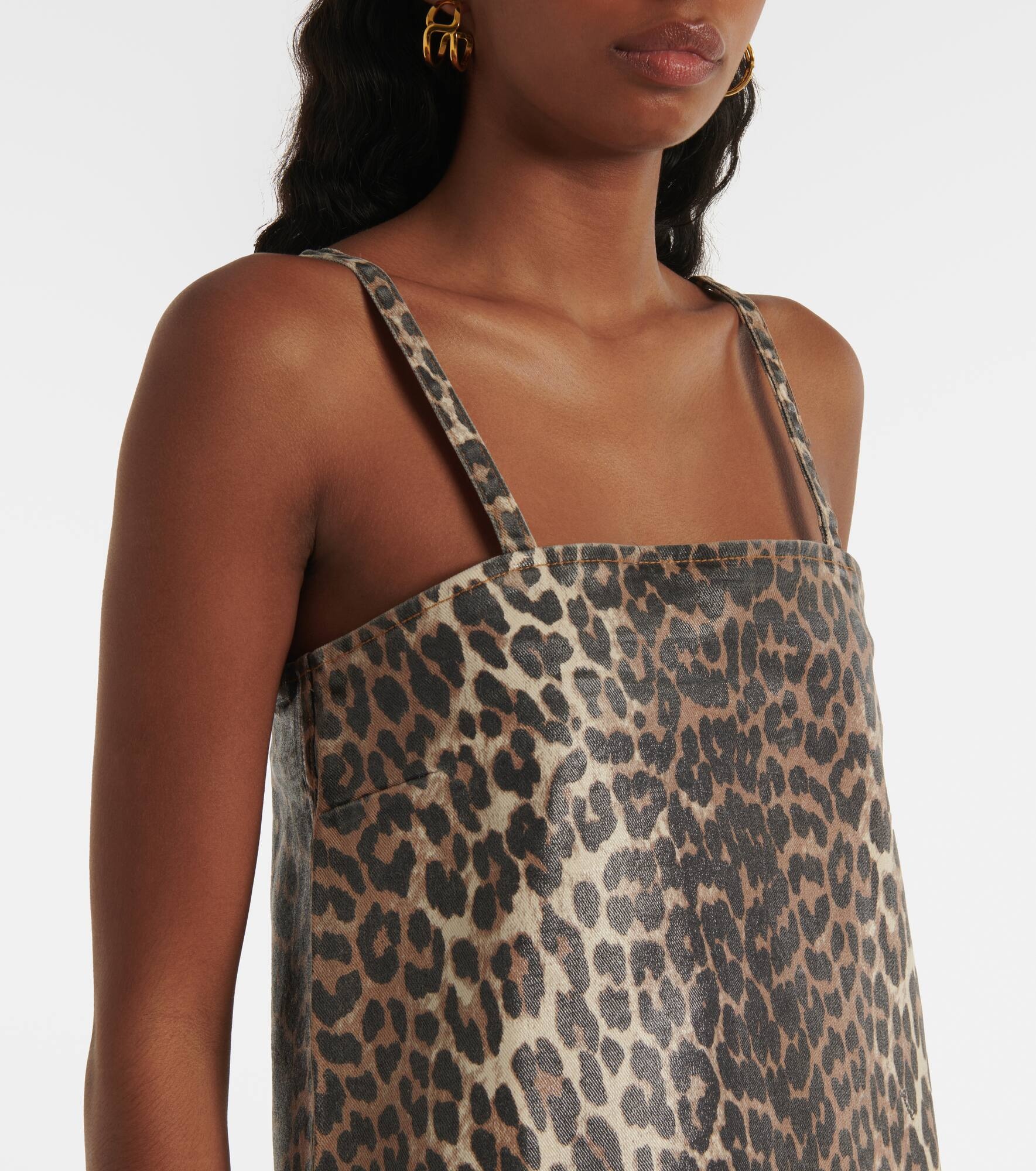 Leopard-print denim minidress - 4