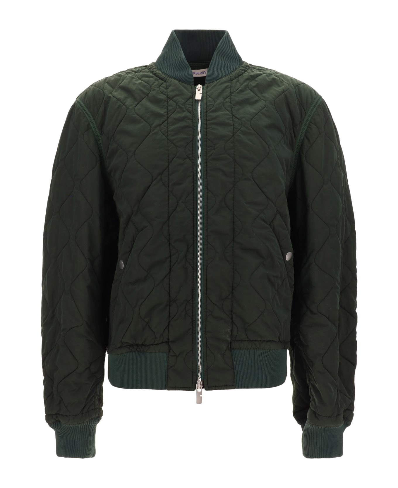 Long Sleeved Quilted Zip-up Bomber Jacket - 1