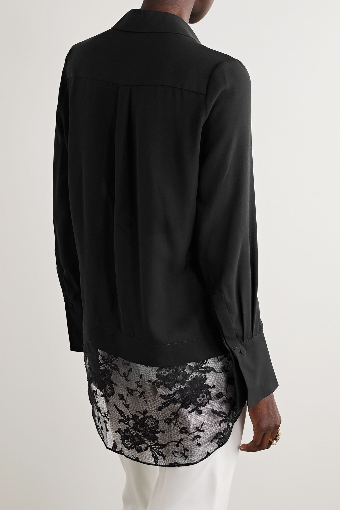 Lace-trimmed silk-chiffon shirt - 4