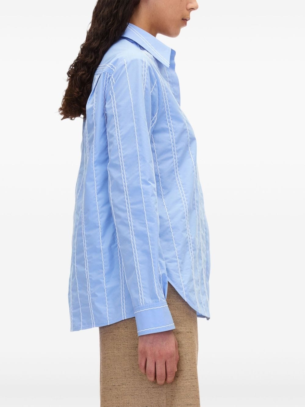 stripe-pattern cotton-blend shirt - 5