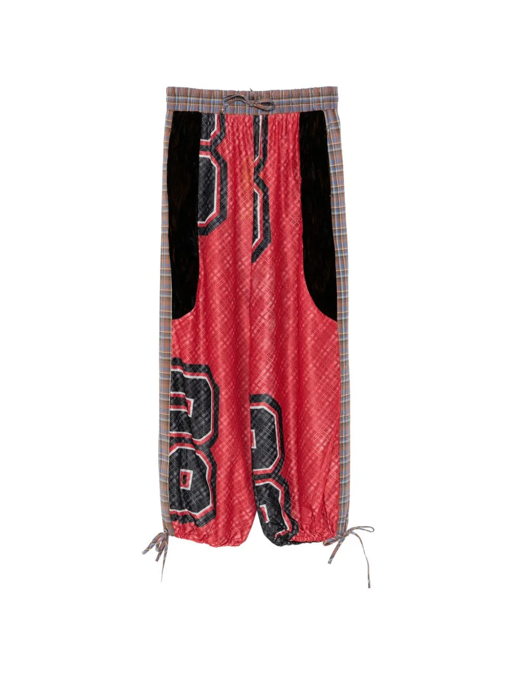 plaid panelled trousers - 1