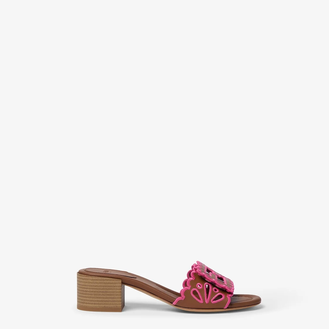 Baguette Brown nappa leather medium-heeled slides - 1