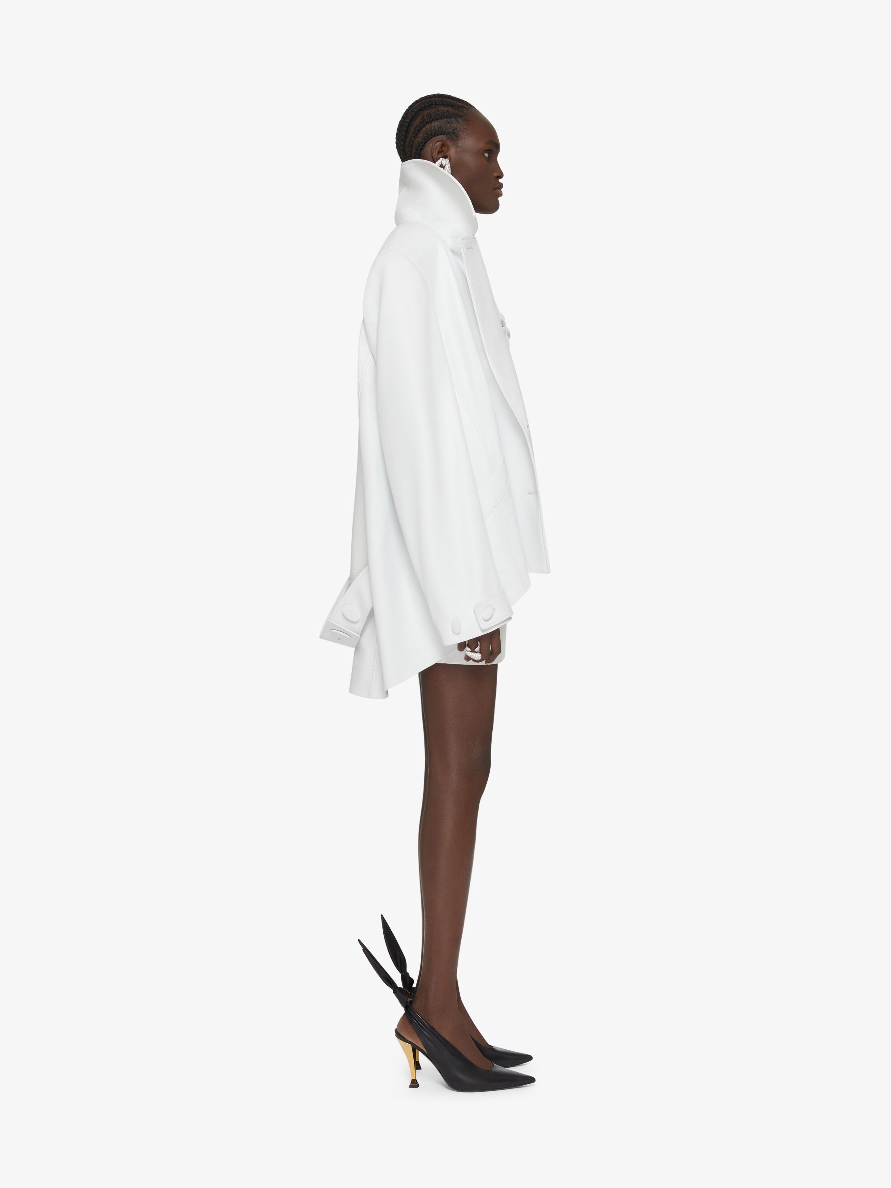 OVERSIZED ASYMMETRIC PEACOAT IN LEATHER - 3