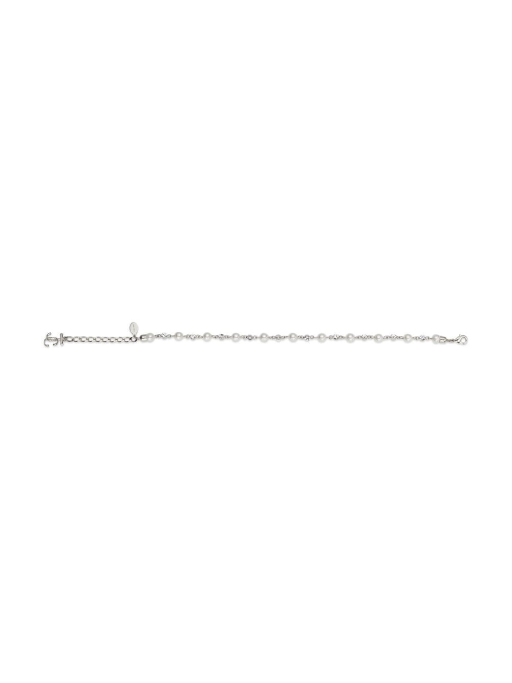 logo-charm pearl-detail anklet - 4