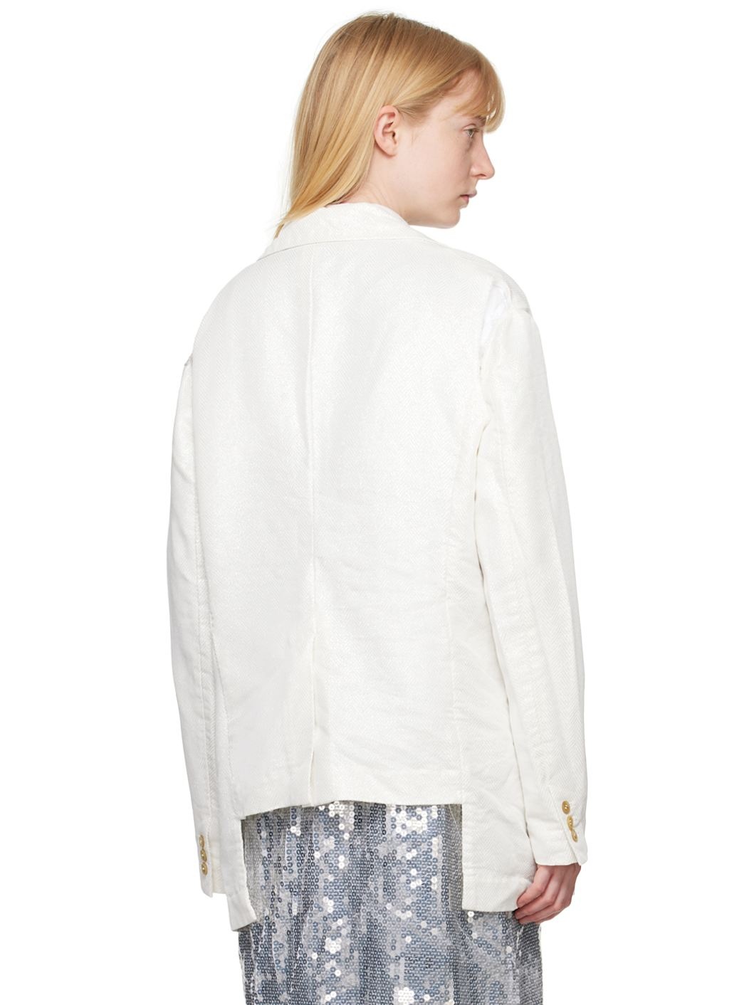 White Pocket Blazer - 3