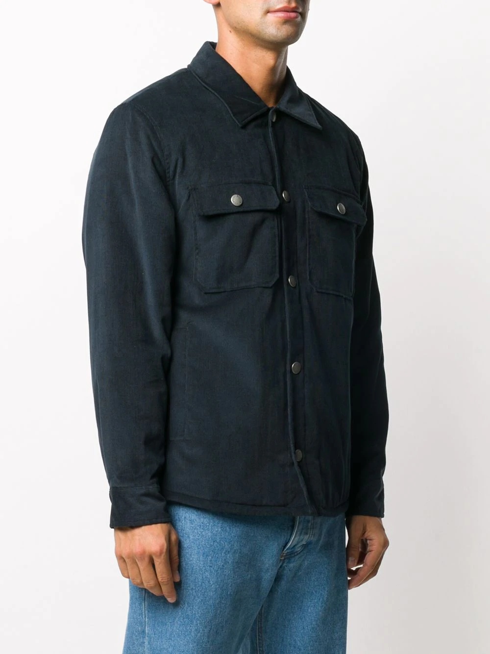 textured flap pocket shirt jacket - 3