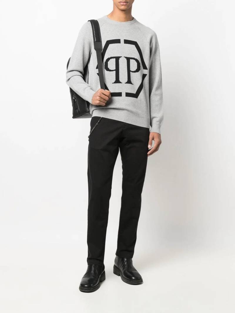 PHILIPP PLEIN Hexagon logo slim-fi chinos outlook