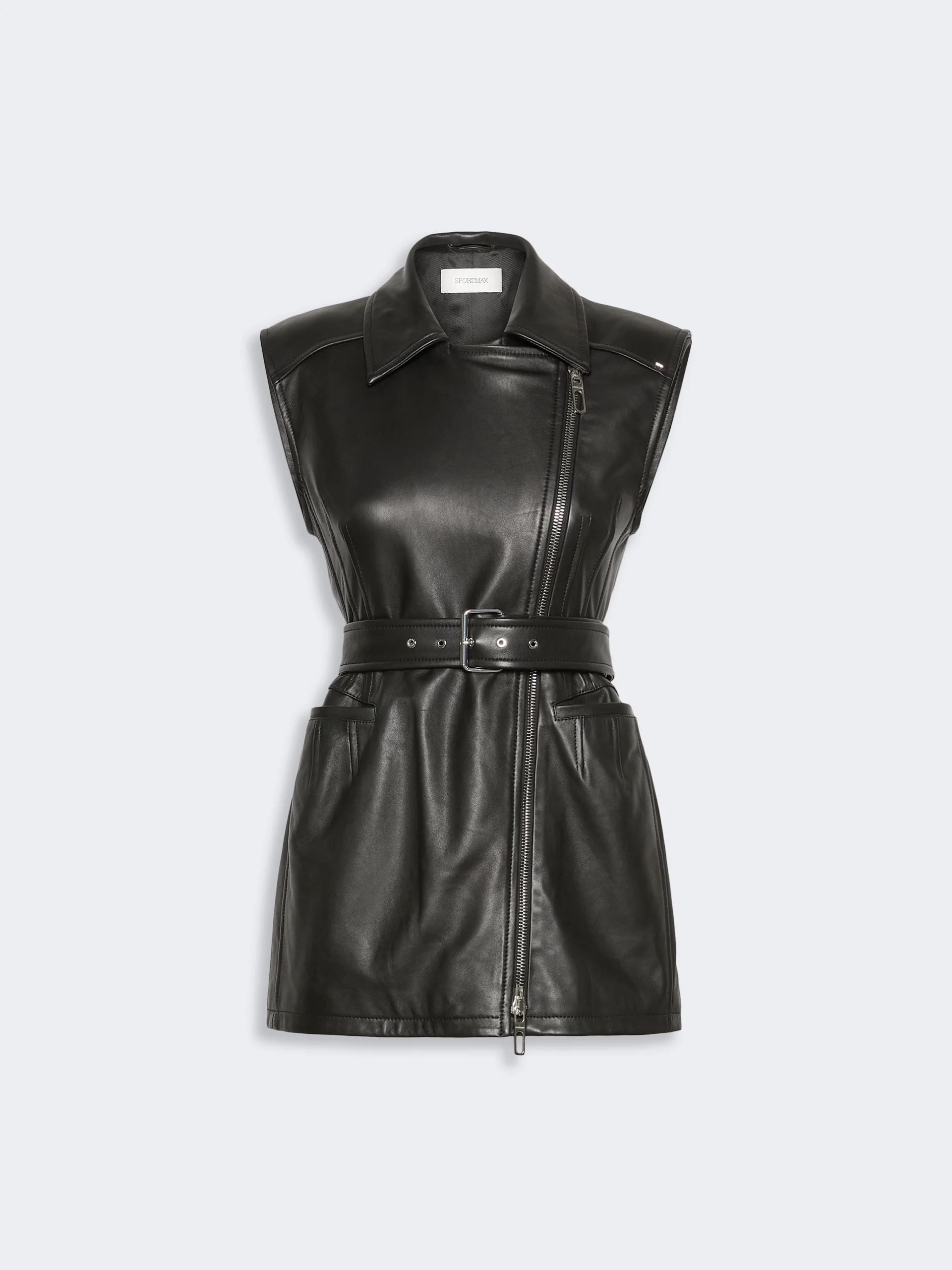 FAVELLA Sleeveless nappa leather jacket - BLACK - 1