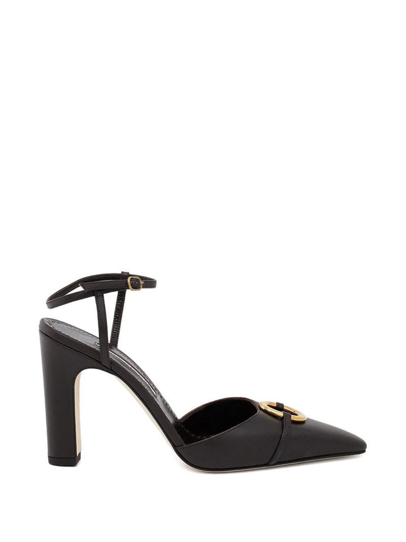 pointed-toe buckled leather pumps 1