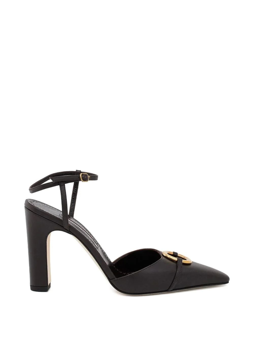 pointed-toe buckled leather pumps - 1