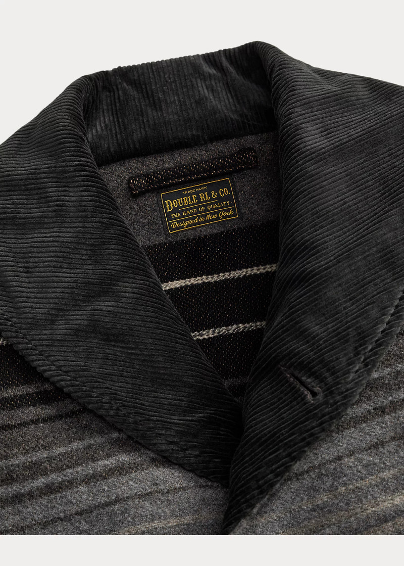 Corduroy-Collar Jacquard Coat 3
