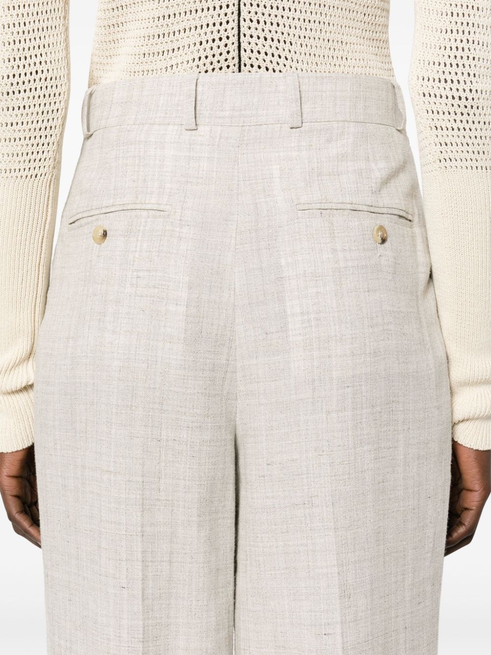 double-pleat straight-leg trousers - 5