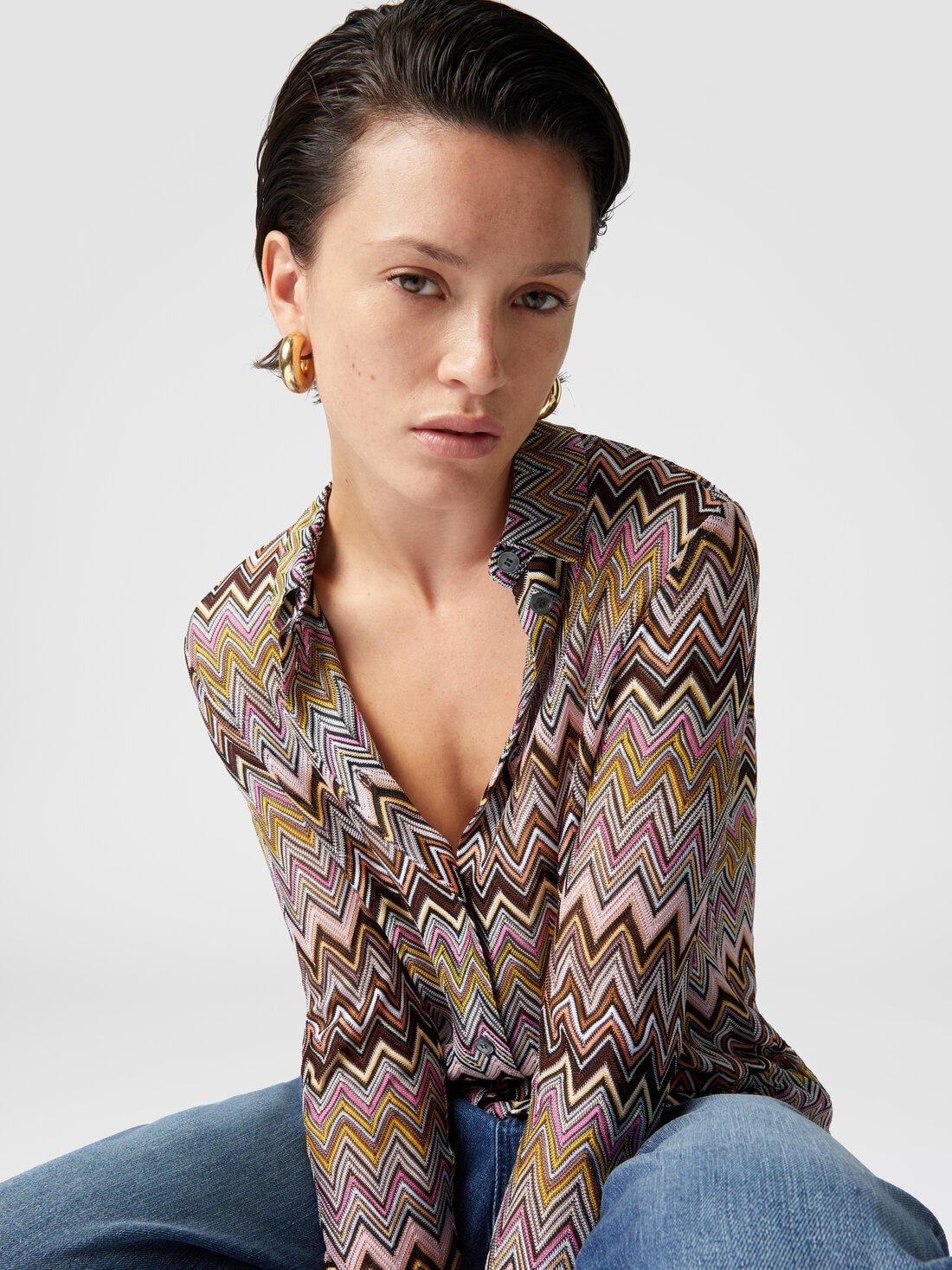 Zig zag viscose knit shirt - 5