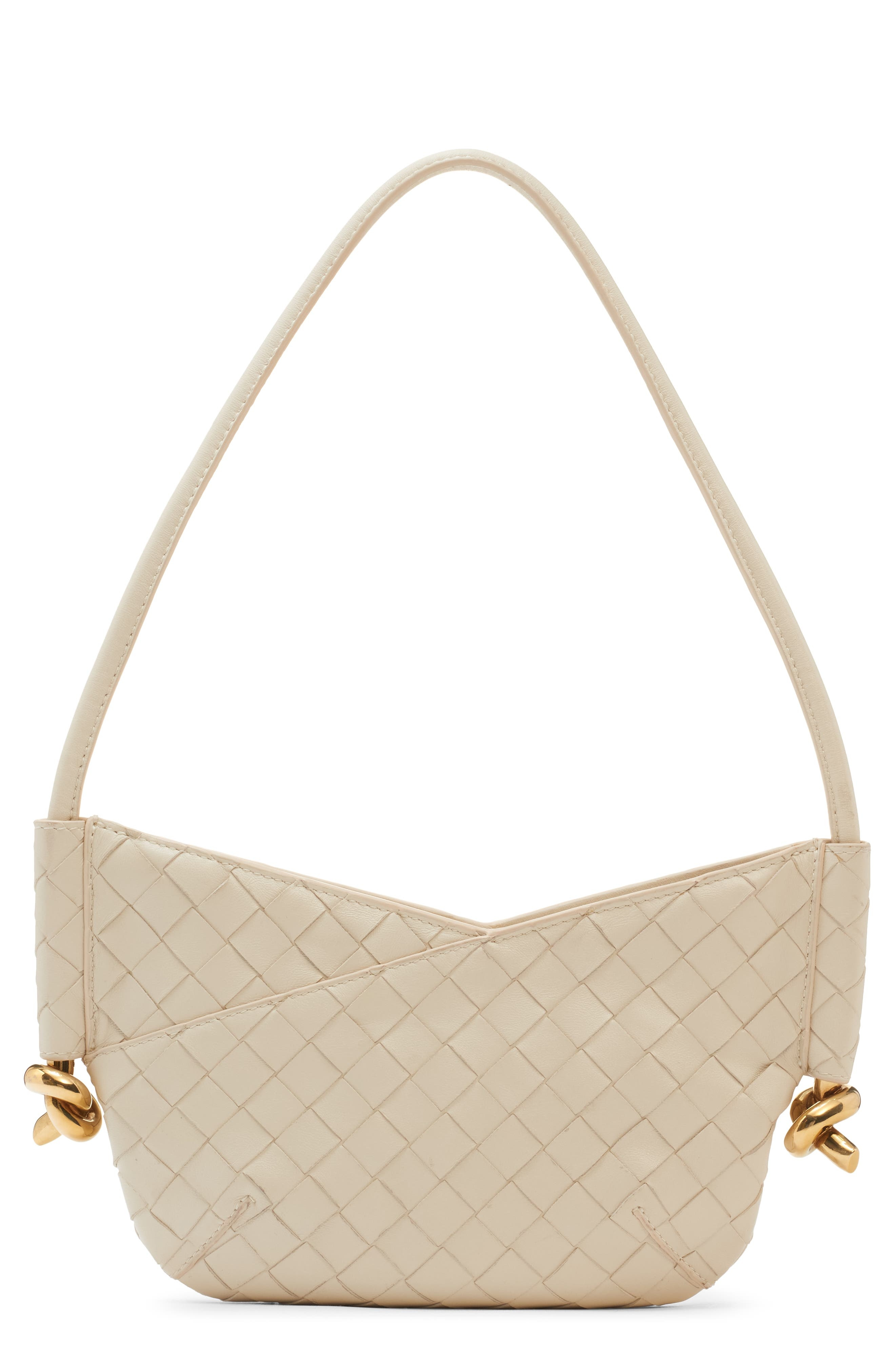 Bottega Veneta Mini Solstice Intrecciato Leather Hobo Bag in Sea Salt - 1