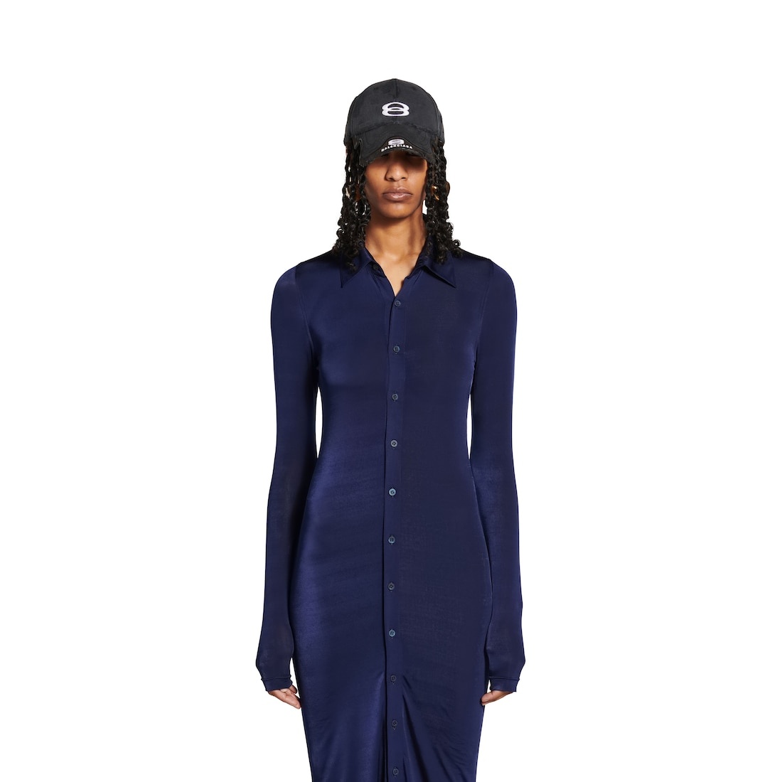 Women's Stretch Maxi Dress in Dark Navy - 5