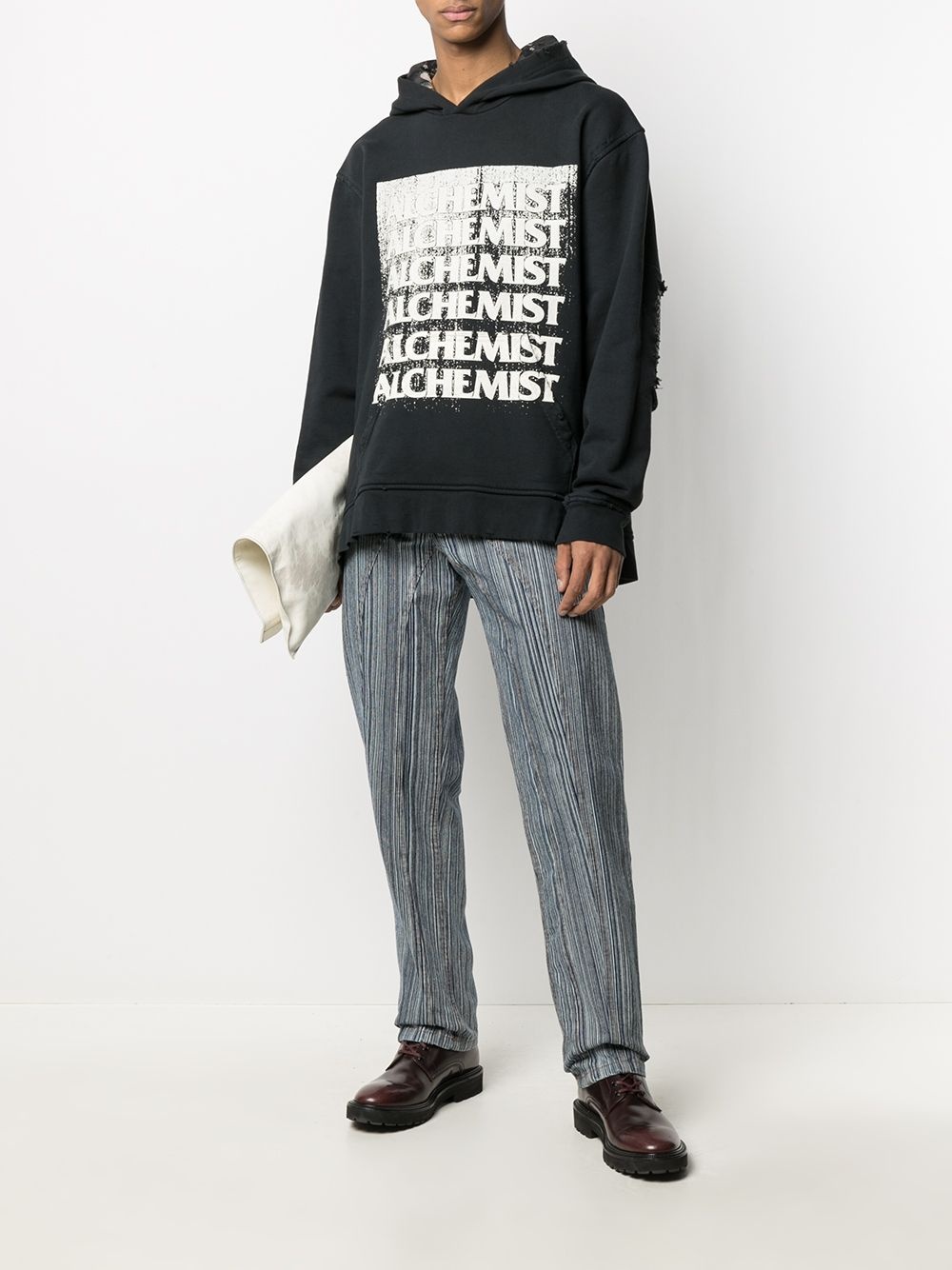 vintage-effect logo hoodie - 2