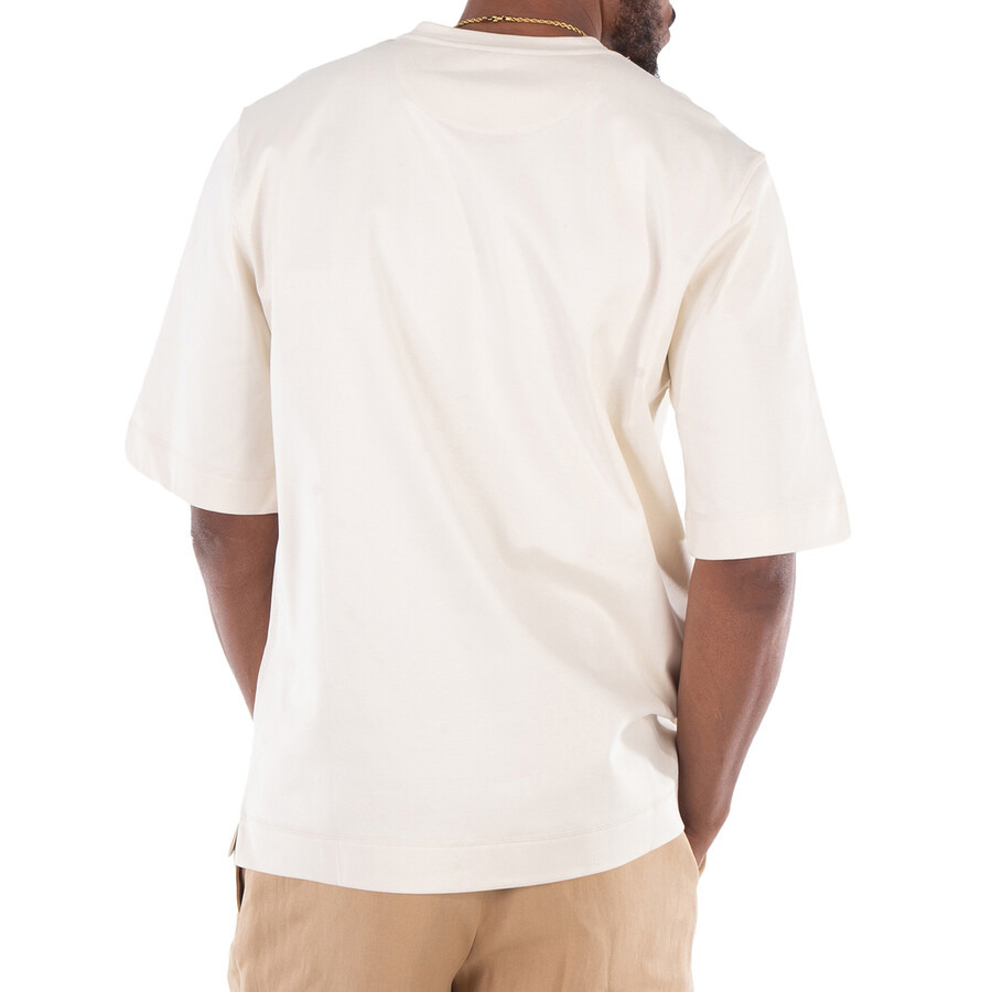 Fendi Embroidered Logo Crew Neck Cotton T-Shirt - 5
