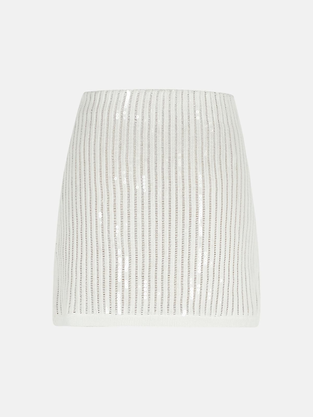 'CROCHET' SKIRT IN WHITE COTTON BLEND - 3