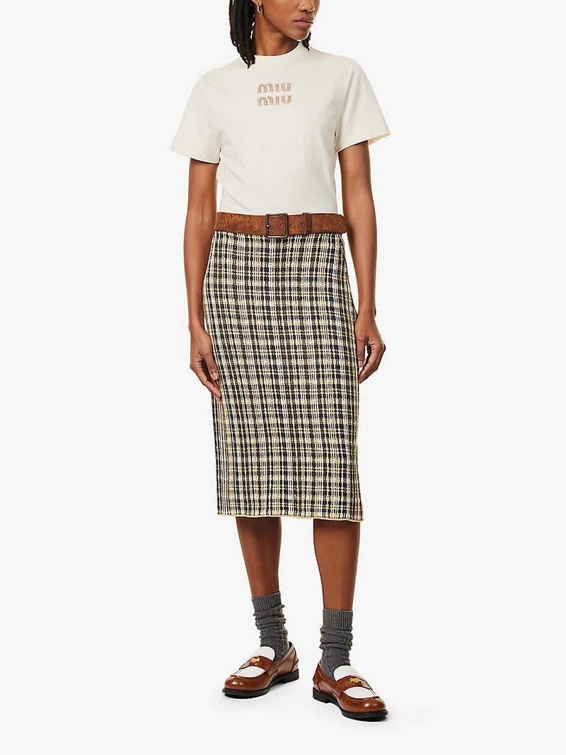 Miu Miu Round-neck brand-embellished cotton-jersey T-shirt outlook