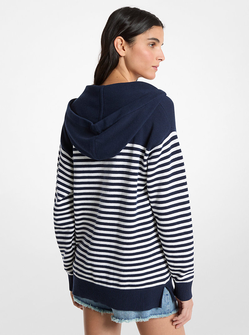 MICHAEL KORS Striped Wool Lace-Up Hoodie outlook