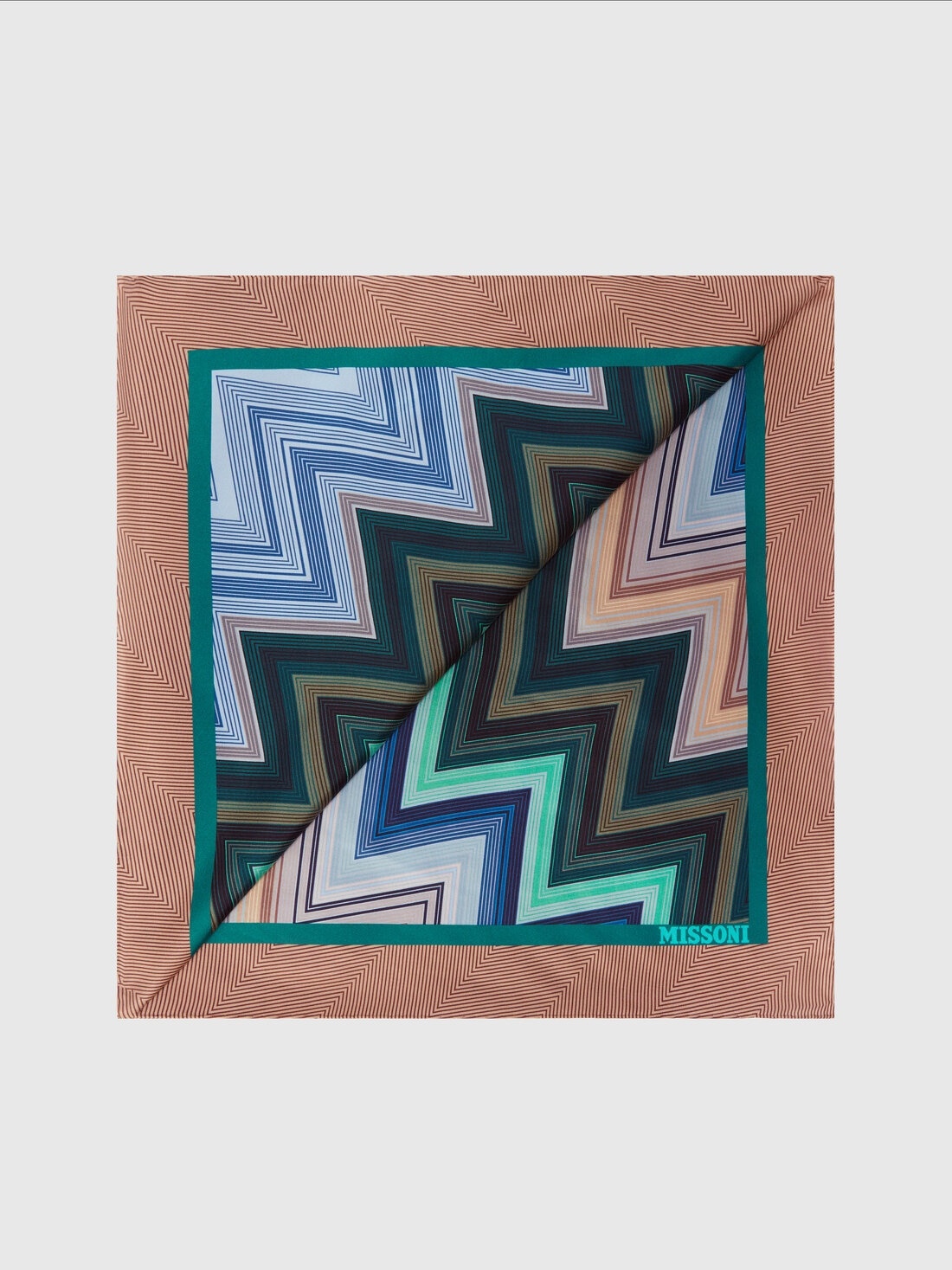 100% silk scarf with zigzag pattern - 1