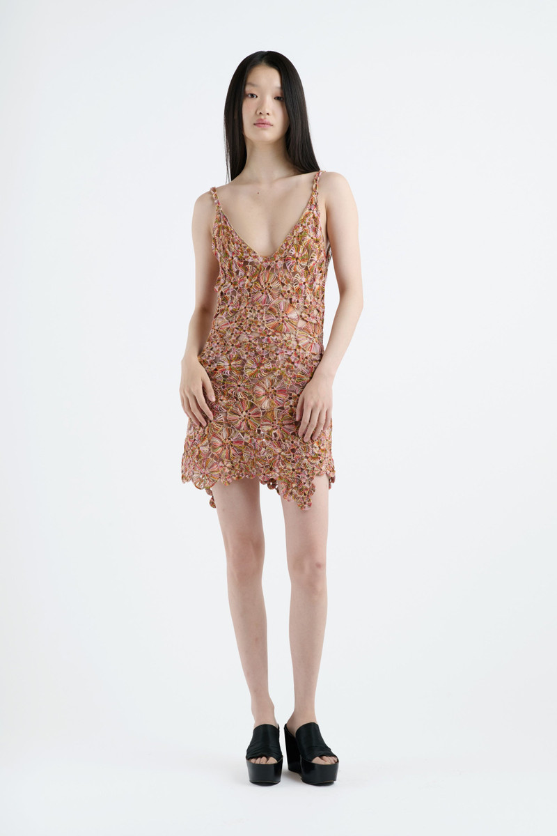 The Elder Statesman CROCHET FLORAL MINI DRESS outlook