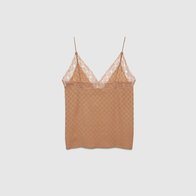 GUCCI GG silk and lace lingerie top outlook