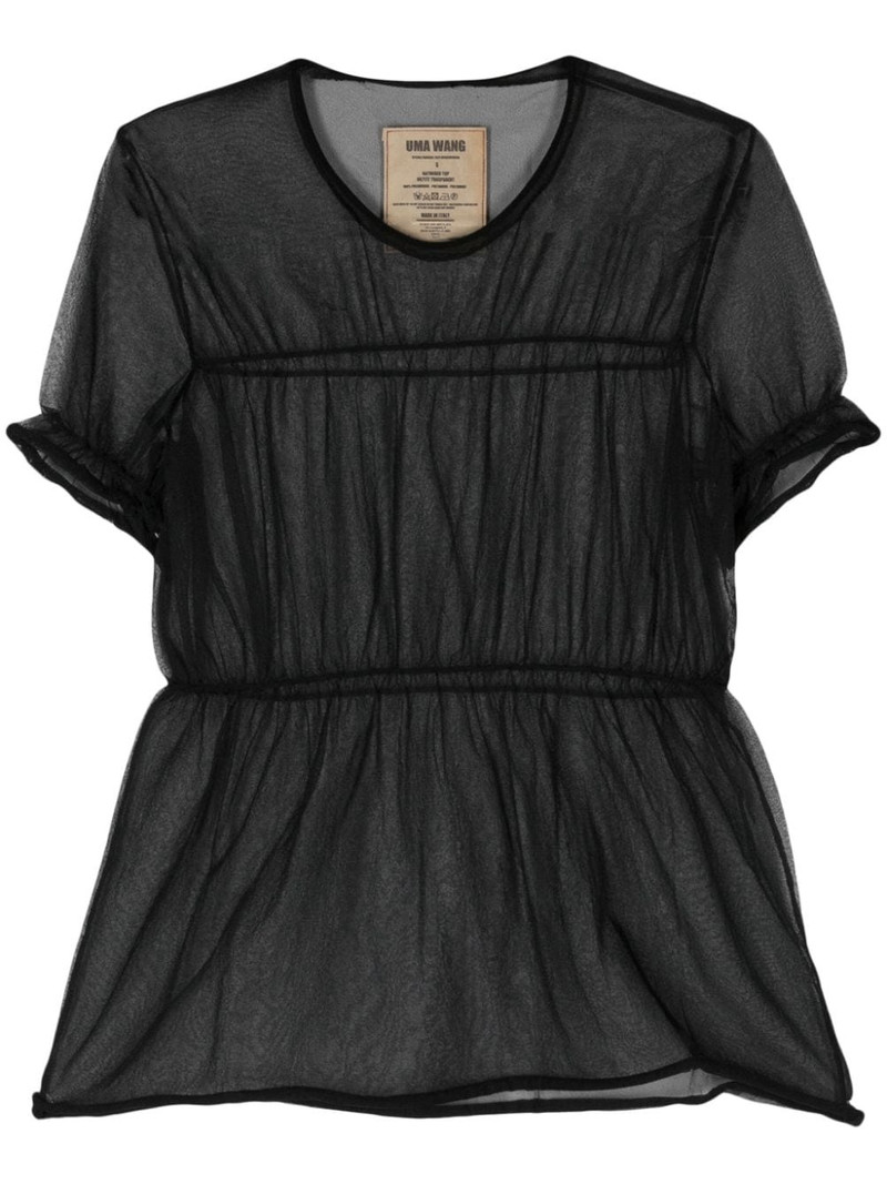 seam-detail sheer blouse 1