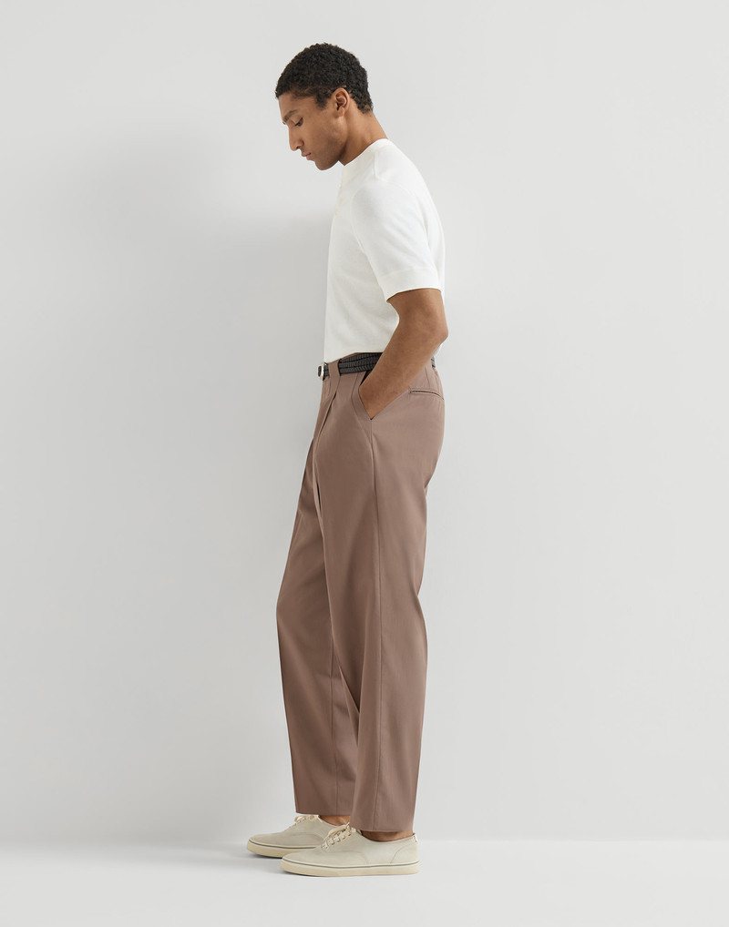 Cotton crêpe batavia trousers with pleat 5